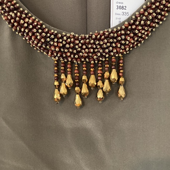 Maryan Mehlhorn dress 100% silk olive green dress size S - Picture 3 of 10